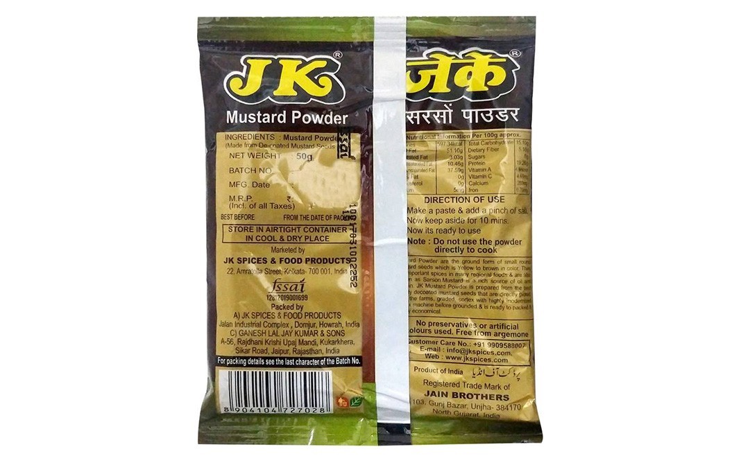 JK Mustard Powder    Pack  50 grams